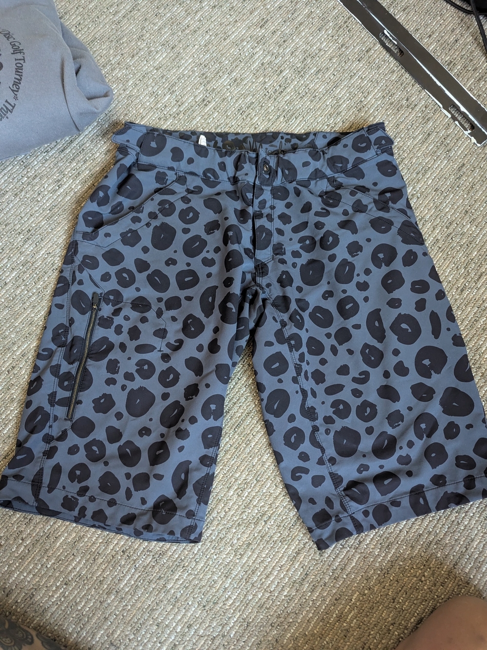 Grey Leopard Print Mountain Bike Shorts
